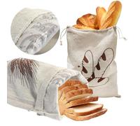 AffeGifts Linen Bread Bags for Homemade Bread, 2PCS Reusable Storage Bags with Plastic Lined Large Linen Bag for Food Storage Keep Fresh