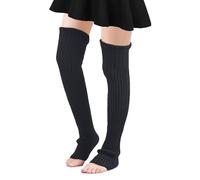 AffeGifts Long Leg Warmers for Women, 27.6 Inch Knitted Leg Warmers Over Boots High Footless Knee Socks Thigh High Leg Warmers for Girls (Black)