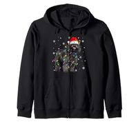 Affenpinscher Dog Christmas Lights Funny Santa Hat Dog Xmas Zip Hoodie