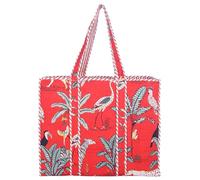 AFFERTO 100% Cotton Quilted Tote Bag - Women's Medium Shoulder Bag - Design 6-15"L x 18"W x 5.5"H - Reversible Shopping & Travel Bag