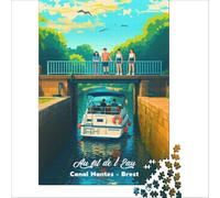 Affiche Canal Nantes jigsaw puzzles 1000 | fun activity for couples to enjoy together on a cosy night in with music snacks and good conversation50x75cm