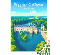 Affiche Châteaux D'Indre Et Loire 1000 Piece Jigsaw Puzzle | fun gift for dad to enjoy in his spare time at the weekend as a relaxing break from work and daily stress50x75cm
