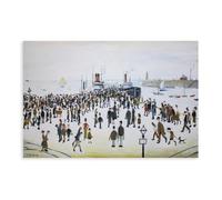Affiche D'exposition LS Lowry - Ferries - Artiste Du Musée - Impression D'art - Lithographie Offset Canvas Poster Wall Art Decor Print Picture Paintings for Living Room Bedroom Decoration 12x18inch(30