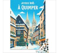 Affiche Noël Quimper adult jigsaw1000 pieces | Tough challenge Toy Intellectual Game Birthday and unique gifts 38x52cm