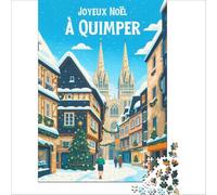 Affiche Noël Quimper jigsaw puzzles 1000 | Enhance memory Family Activities Enhance love between couples 38x26cm