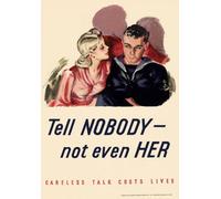 Affiche Prints 2W39 Vintage WWII Tell Nobody Not Even Her Wartime Careless Talk War Poster WW2 Reproduction Print Card - A5 (148mm x 210mm)