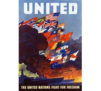 Affiche Prints 2W49 Vintage WWII United Nations Fight For Freedom Allies World War 2 Wartime Poster WW2 Reproduction Print Card - A5 (148mm x 210mm)