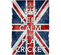 Affiche Prints KC16 Vintage Style Union Jack Keep Calm And Play Cricket Funny Art Poster Print - A3 (432 x 305mm) 16.5" x 11.7"