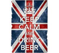 Affiche Prints KC4 Vintage Style Union Jack Keep Calm And Drink Beer Funny Art Poster Print - A3 (432 x 305mm) 16.5" x 11.7"
