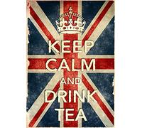 Affiche Prints KCV10 Vintage Style Union Jack Keep Calm And Drink Tea Funny Art Poster Print - A3 (432 x 305mm) 16.5" x 11.7"