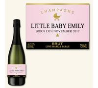 Affiche Prints L65 Personalised Champagne Rose Pink New Born Baby Brut Bottle Custom Celebration Label For Any Occasion!