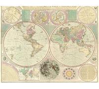 Affiche Prints MP60 Vintage 1780 Historical Antique Old Map Of World Globe Poster RePrint - A2+ (610 x 432mm) 24" x 17"