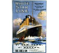 Affiche Prints TS59 Vintage White Star Line Titanic & Olympic Cruise New York Boston Travel Poster Re-Print Reproduction Print Card - A5 (148mm x 210mm)