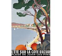Affiche Prints TT50 Vintage Cote D'Azur Plague De Juan Les Pins French Riviera Travel Poster Reproduction Print Card - A5 (148mm x 210mm)
