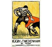Affiche Prints TX132 Vintage Rugby At Twickenham By Tram Hammersmith & Shepherds Bush Travel Poster Re-Print - A2+ (610 x 432mm) 24" x 17"