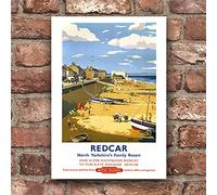 Affiche Prints TX449 Vintage Redcar Travel Poster North Yorkshire British Railway Reproduction Print (A4)