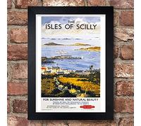 Affiche Prints TX470F Vintage Isles Of Scilly Travel Poster British Railway Framed Reproduction Print (A4 (Overall Size 10.1" x 13.5" Approx.))