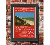 Affiche Prints TX81 Vintage Southend & Westcliff On Sea Railway Travel Advertisement Framed Poster Print Re-Print - A4