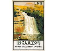 Affiche Prints Vintage British Railway & Travel Poster LNER GWR - Ingleton LMS Waterfalls - A3