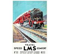 Affiche Prints Vintage British Railway & Travel Poster LNER LMS GWR - Speed Comfort - A4