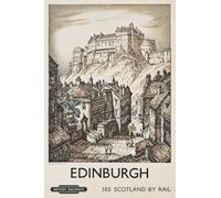 Affiche Prints Vintage Edinburgh Castle Scottish Travel Scotland Tourism Poster British Railways Print - A2+