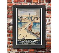 Affiche Prints Vintage Framed Berwick-Upon-Tweed Northumberland Travel Britain Tourism Poster British LNER Railways Print - A3