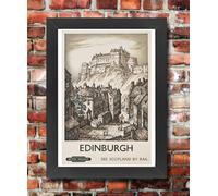 Affiche Prints Vintage Framed Edinburgh Castle Scottish Travel Scotland Tourism Poster British Railways Print - A3