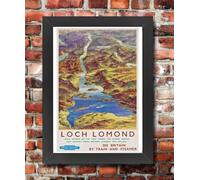 Affiche Prints Vintage Framed Loch Lomond Scotland Travel Scottish Tourism Poster British Railways Print - A4