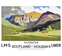Affiche Prints Vintage Glencoe Scotland Travel Scottish Tourism Poster British LMS LNER Railways Print - A4