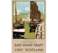 Affiche Prints Vintage Visit Scotland East Coast Craft Travel Scottish Lugger Tourism Poster British Railways Print - A3