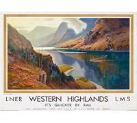 Affiche Prints Vintage Western Highlands Loch Long Scotland Travel Scottish Tourism Poster British LNER LMS Railways Print - A4