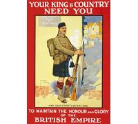 Affiche Prints W83 Vintage WWI British Scottish Your King & Country Needs You Join Enlist Army World War 1 Recruitment Poster WW1 Re-Print Reproduction Print Card - A5 (148mm x 210mm)
