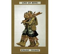 Affiche Prints W90 Vintage WWI British Scottish Line Up Boys Enlist Today World War 1 Recruitment Poster WW1 Re-Print Reproduction Print Card - A5 (148mm x 210mm)