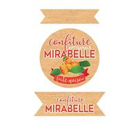 Affichesstore Postersstore 30311 Set of 65 Stickers 5 Sheets of 13 Adhesive Labels Strip and Round Stickers 50mm Mirabelle Jam on Kraft Background