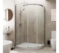 Affine 1200 X 800mm Offset Quadrant Shower Enclosure Frameless Raised Non Slip Tray Rh