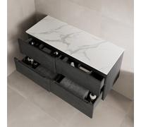 Affine 1200mm White Marble Vanity Unit Double Wall Hung Fluted No Basin Soft Close