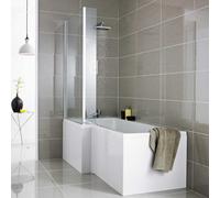 Affine 1600/680mm Bath Panel Pack Front Side End L Shape Bathroom Mdf White Gloss