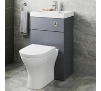 Affine 2 In 1 Toilet Basin Combi Unit Back To Wall Btw Grey Gloss Space Saving 500mm