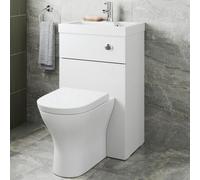 Affine 2 In 1 Toilet Basin Combi Unit Back To Wall Btw White Gloss Space Saving 500mm