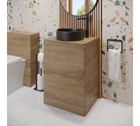 Affine 600mm Bathroom Countertop Vanity Unit Fluted Round Basin Freestanding Oak Effect