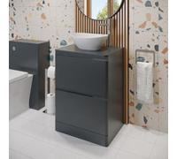 Affine 600mm Bathroom Countertop Vanity Unit Oval Basin Sink Freestanding Anthracite