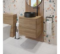 Affine 600mm Bathroom Countertop Vanity Unit Round Fluted Basin Sink Wall Hung Oak