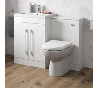 Affine 600mm Bathroom Vanity Unit Basin Concealed Cistern Toilet Wc Gloss White Modern