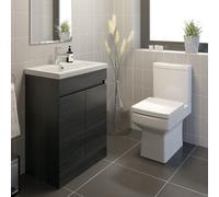 Affine 600mm Modern Bathroom Vanity Unit Basin Soft Close Square Toilet Charcoal Grey