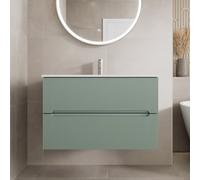 Affine 800mm Bathroom Cloakroom Vanity Unit Basin Wall Hung Furniture Soft Close Green