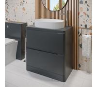 Affine 800mm Bathroom Countertop Vanity Unit Fluted Oval Basin Freestanding Anthracite
