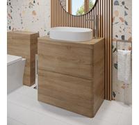Affine 800mm Bathroom Countertop Vanity Unit Fluted Oval Basin Sink Freestanding Oak
