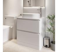 Affine 800mm Bathroom Countertop Vanity Unit Oval Fluted Basin Freestanding Gloss White
