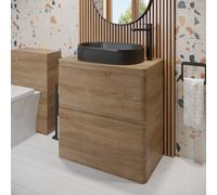 Affine 800mm Bathroom Countertop Vanity Unit Oval Fluted Basin Sink Freestanding Oak