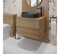 Affine 800mm Bathroom Countertop Vanity Unit Oval Fluted Basin Wall Hung Soft Close Oak